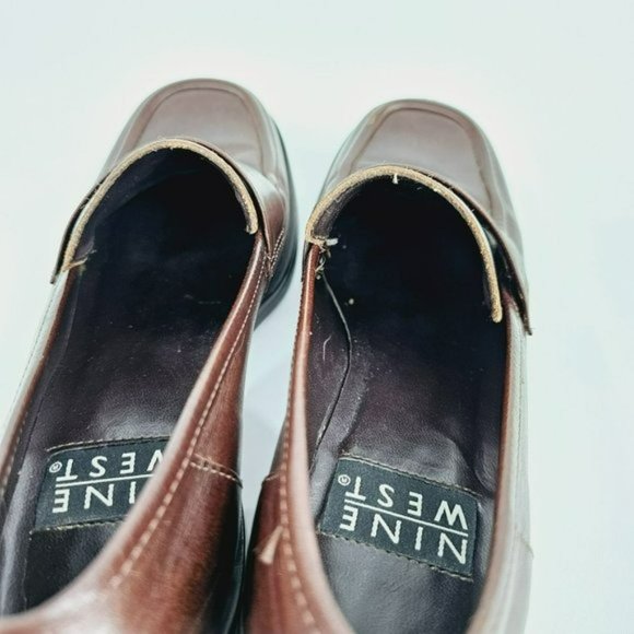 Nine West Franke2 90s Chunky Penny Loafers 6.5 M Chocolate Brown Leather Stacked - Picture 10 of 13